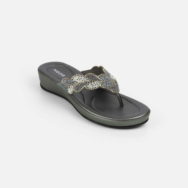 Mochi Women Gun-metal Casual Slippers (SKU: 44-294-29-36)