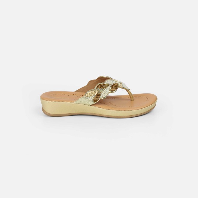 Mochi Women Gold Casual Slippers (SKU: 44-294-15-38)