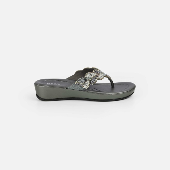 Mochi Women Gun-metal Casual Slippers (SKU: 44-294-29-36)