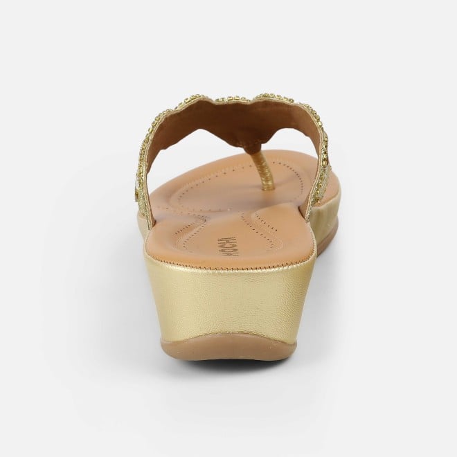 Mochi Women Gold Casual Slippers (SKU: 44-294-15-38)