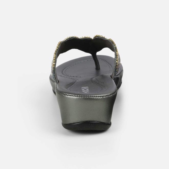 Mochi Women Gun-metal Casual Slippers (SKU: 44-294-29-36)