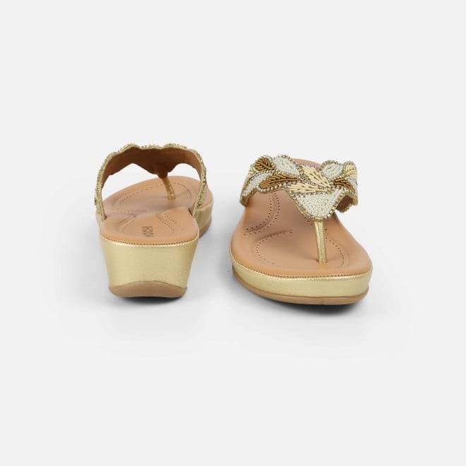 Mochi Women Gold Casual Slippers (SKU: 44-294-15-38)