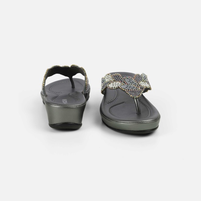 Mochi Women Gun-metal Casual Slippers (SKU: 44-294-29-36)