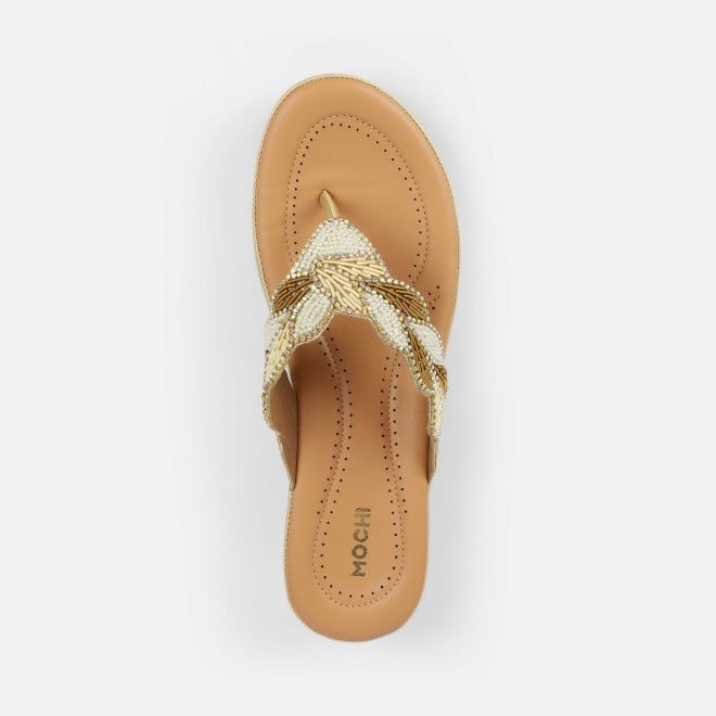 Mochi Women Gold Casual Slippers (SKU: 44-294-15-38)