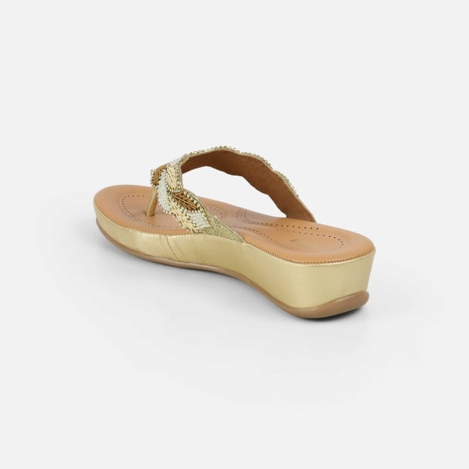 Mochi Women Gold Casual Slippers (SKU: 44-294-15-38)