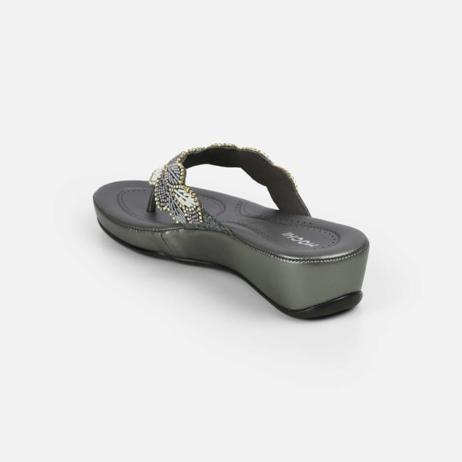 Mochi Women Gun-metal Casual Slippers (SKU: 44-294-29-36)