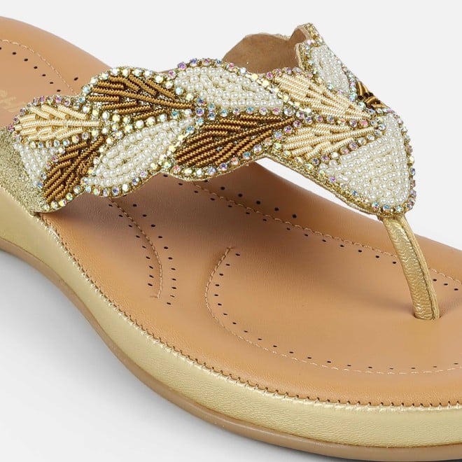 Mochi Women Gold Casual Slippers (SKU: 44-294-15-38)