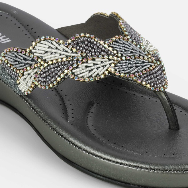 Mochi Women Gun-metal Casual Slippers (SKU: 44-294-29-36)