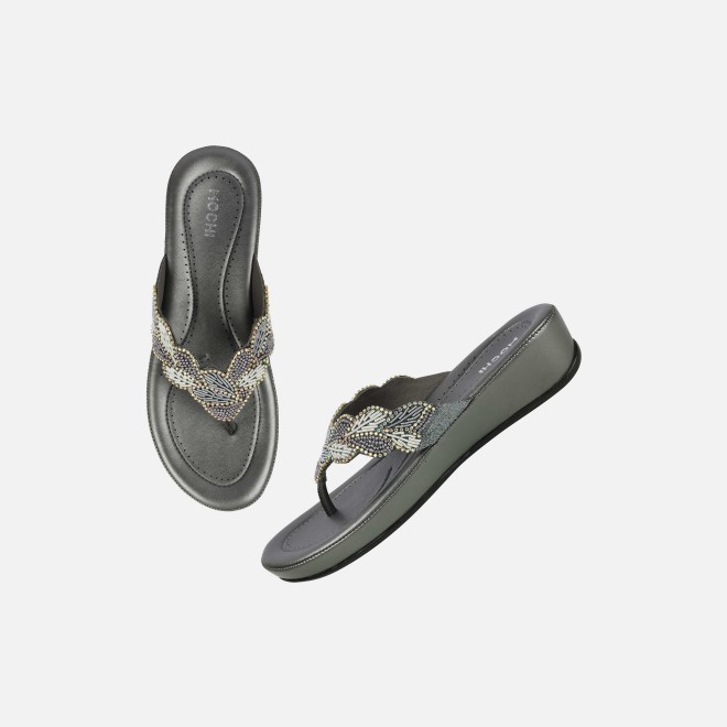 Mochi Women Gun-metal Casual Slippers (SKU: 44-294-29-36)