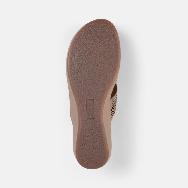 Mochi Women Beige Casual Slippers (SKU: 44-303-20-36)