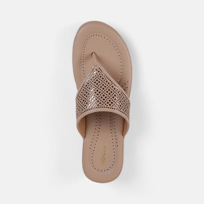 Mochi Women Beige Casual Slippers (SKU: 44-303-20-36)