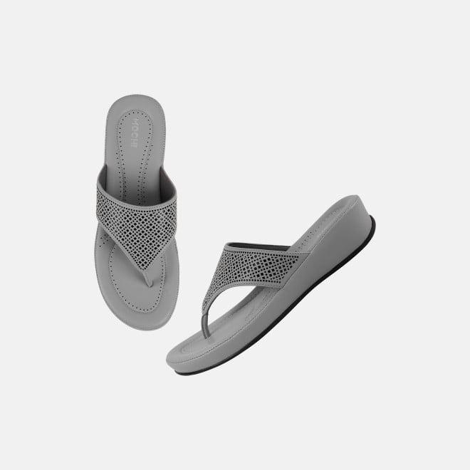 Mochi Women Grey Casual Slippers (SKU: 44-303-14-36)