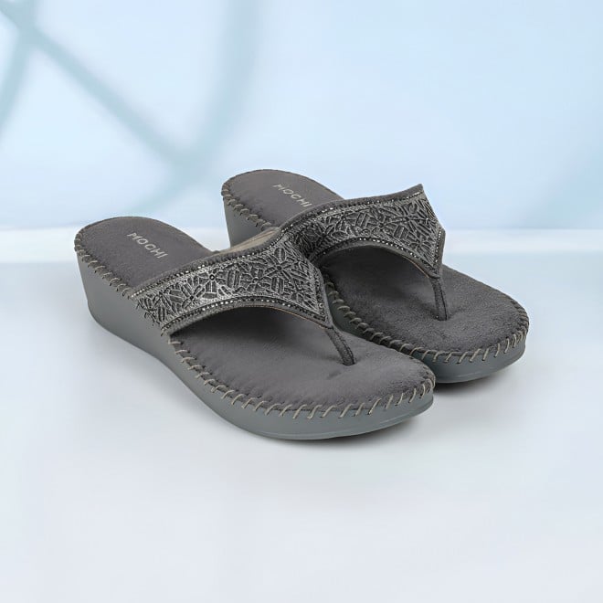 Mochi Women Grey Casual Slip Ons (SKU: 44-327-14-36)