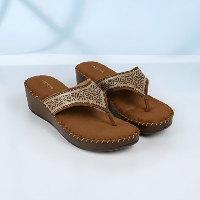 Mochi Women Tan Casual Slip Ons