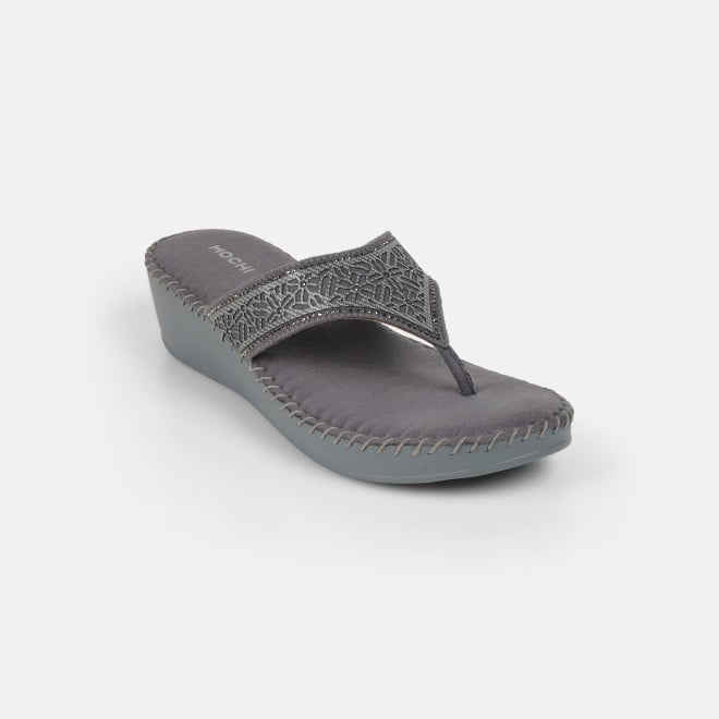 Mochi Women Grey Casual Slip Ons (SKU: 44-327-14-36)