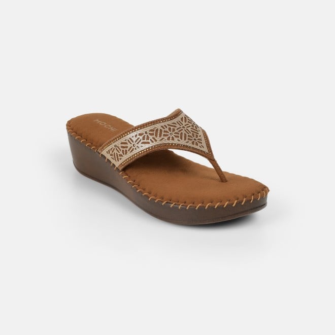 Mochi Women Tan Casual Slip Ons (SKU: 44-327-23-36)