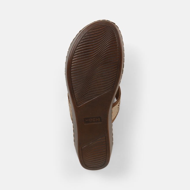 Mochi Women Tan Casual Slip Ons (SKU: 44-327-23-36)