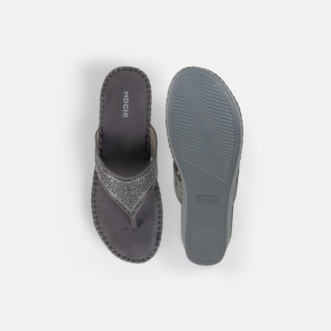 Mochi Women Grey Casual Slip Ons (SKU: 44-327-14-36)