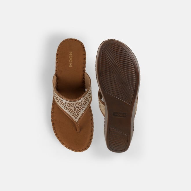 Mochi Women Tan Casual Slip Ons (SKU: 44-327-23-36)