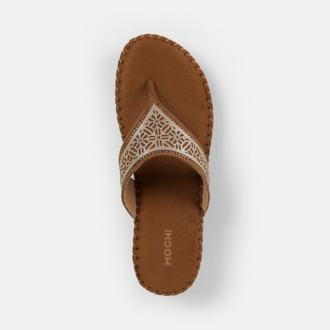 Mochi Women Tan Casual Slip Ons (SKU: 44-327-23-36)