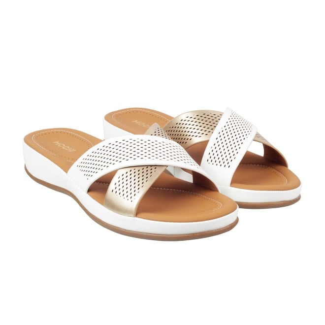 Mochi Women White Casual Slippers