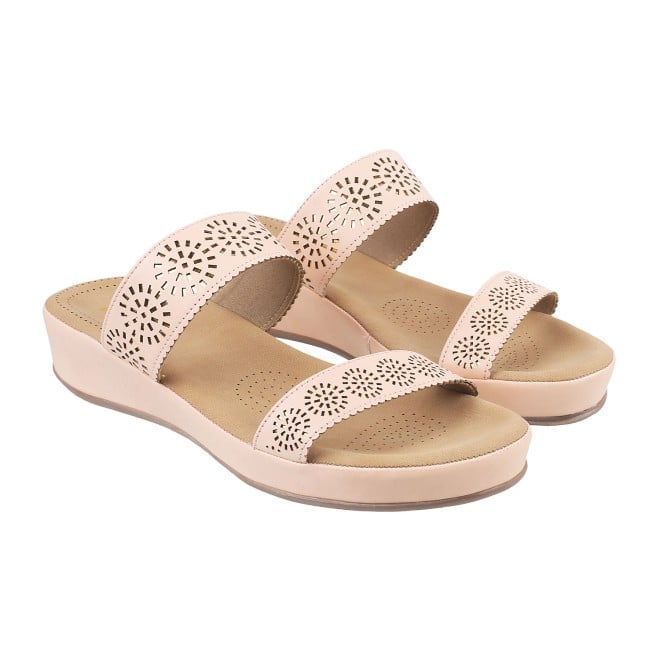 Mochi Women Beige Casual Slippers