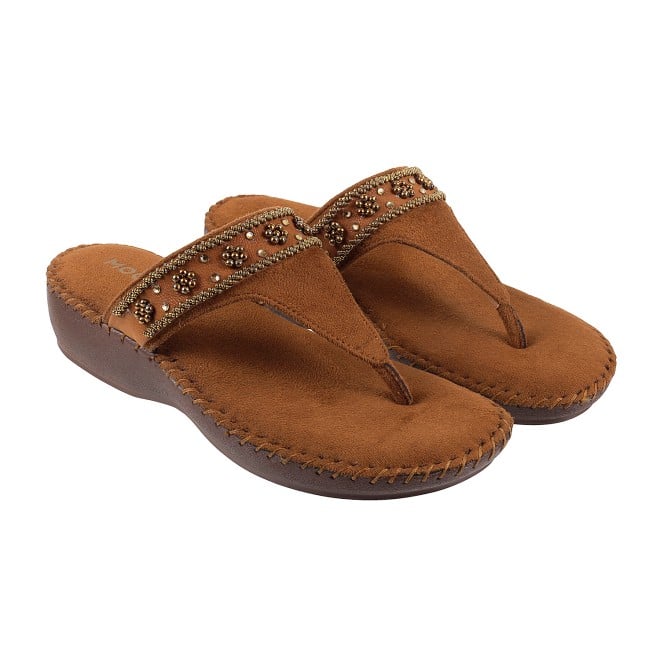 Mochi Women Tan Casual Slippers