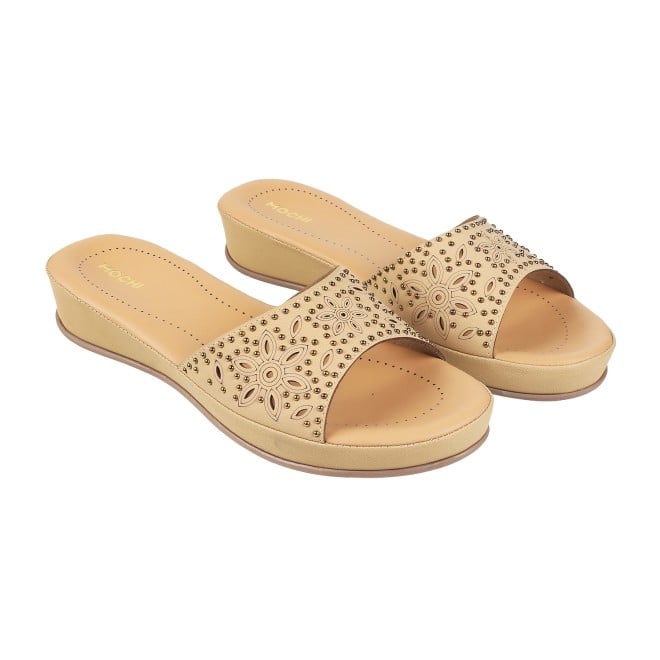 Mochi Women Beige Casual Sandals