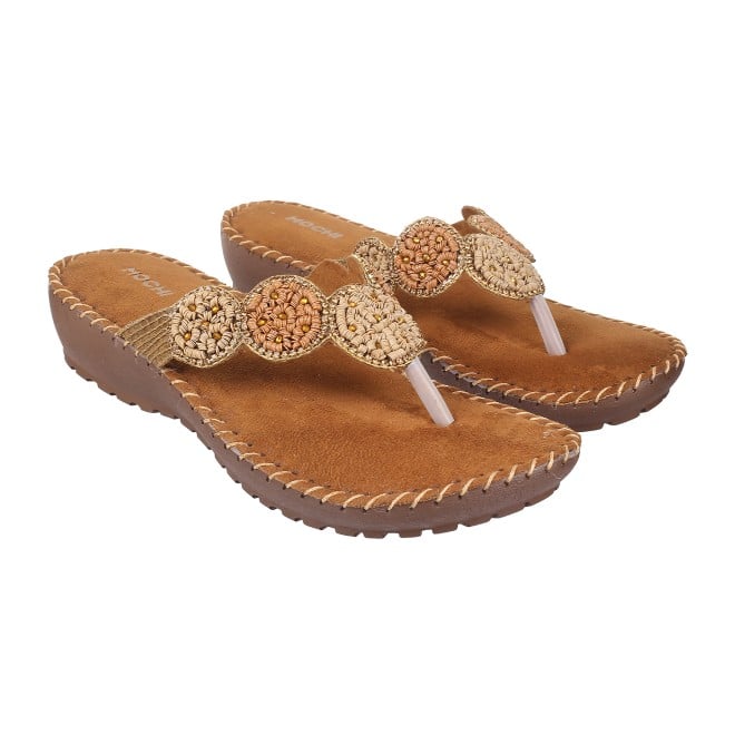 Mochi Women Antique-Gold Ethnic Sandals