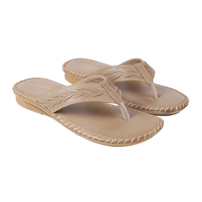 Mochi Women Beige Casual Slippers