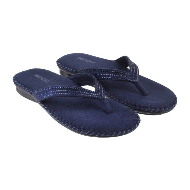 Mochi Women Blue Casual Slippers