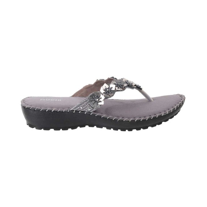 Mochi Women Gun-Metal Casual Slippers (SKU: 44-98-29-36)