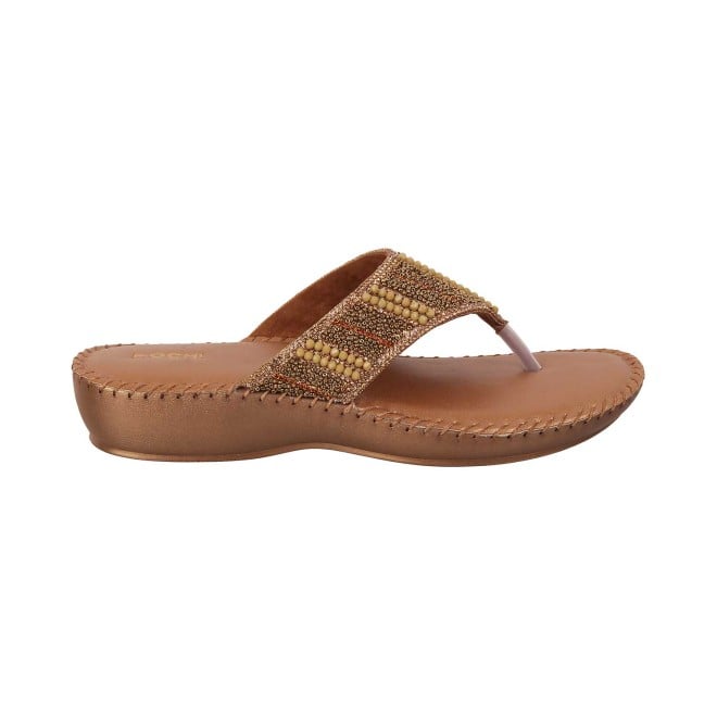 Mochi Women Antique-Gold Casual Slippers (SKU: 44-99-28-36)