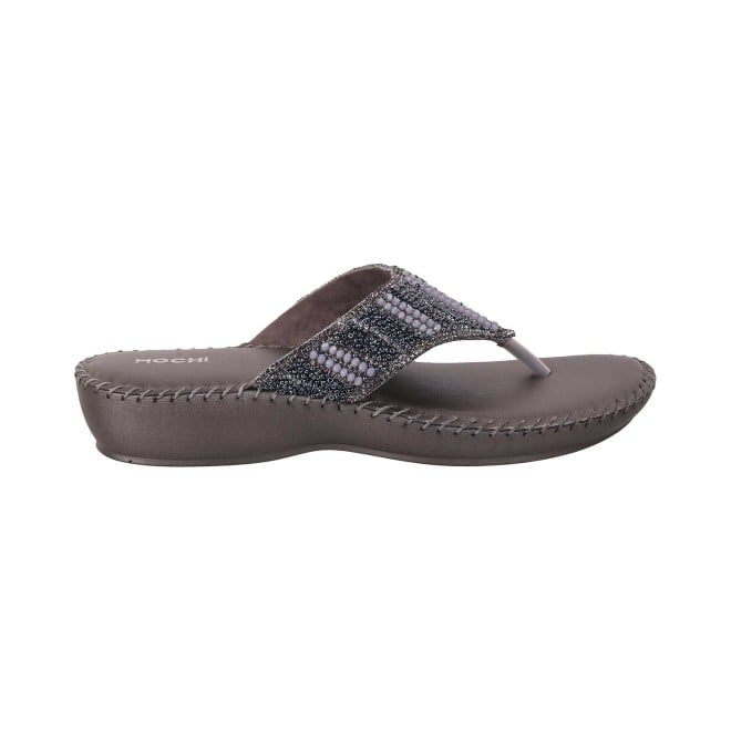 Mochi Women Gun-Metal Casual Slippers (SKU: 44-99-29-36)