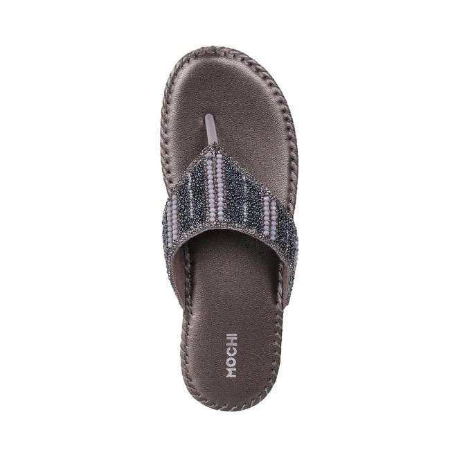 Mochi Women Gun-Metal Casual Slippers (SKU: 44-99-29-36)