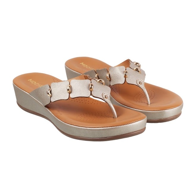 Mochi Women Gold Casual Slippers (SKU: 44-9937L-15-42)