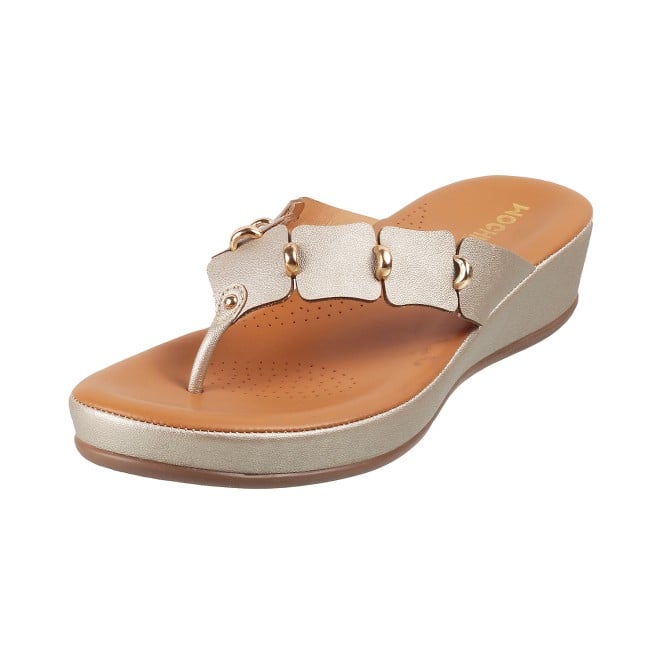 Mochi Women Gold Casual Slippers (SKU: 44-9937L-15-42)