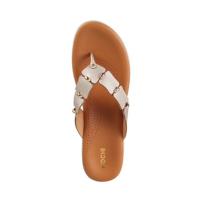 Mochi Women Gold Casual Slippers (SKU: 44-9937L-15-42)