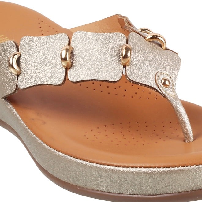 Mochi Women Gold Casual Slippers (SKU: 44-9937L-15-42)