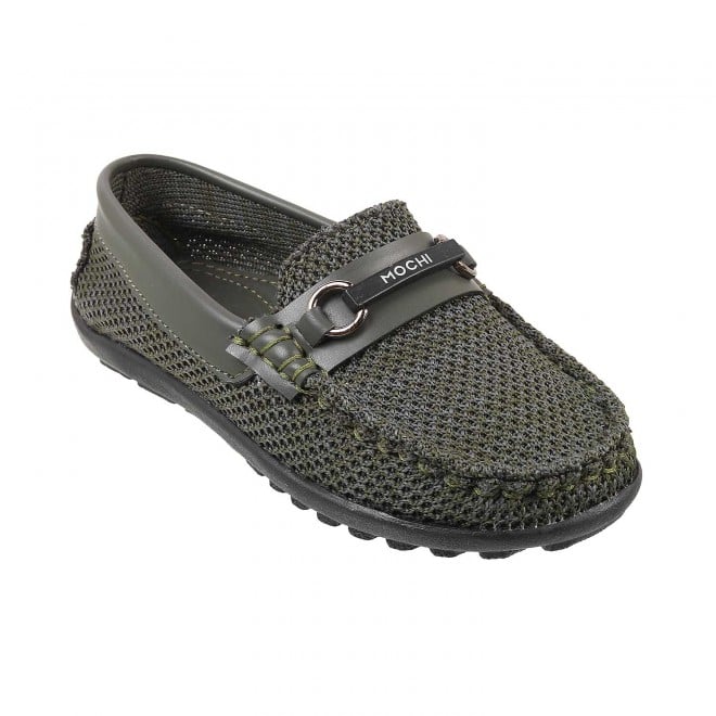 Mochi Boys Olive Casual Loafers