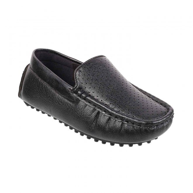 Mochi Black Casual Loafers for Boys