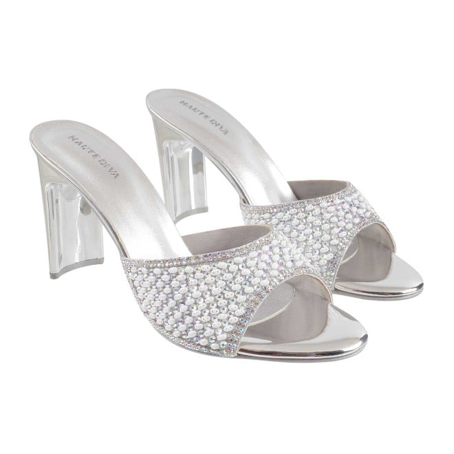 Haute Diva Women Gun-Metal Party Sandals