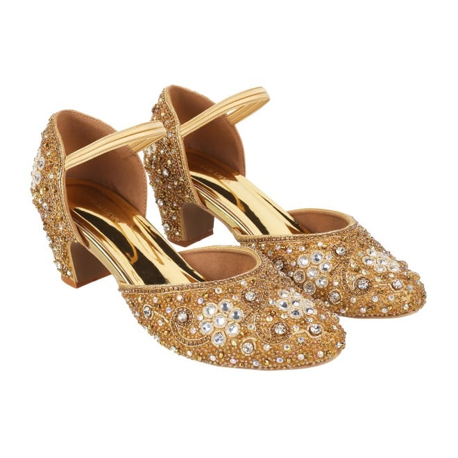 Haute Diva Women Gold Wedding Sandals