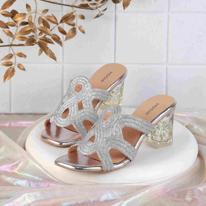 Mochi Women Silver Wedding Pumps