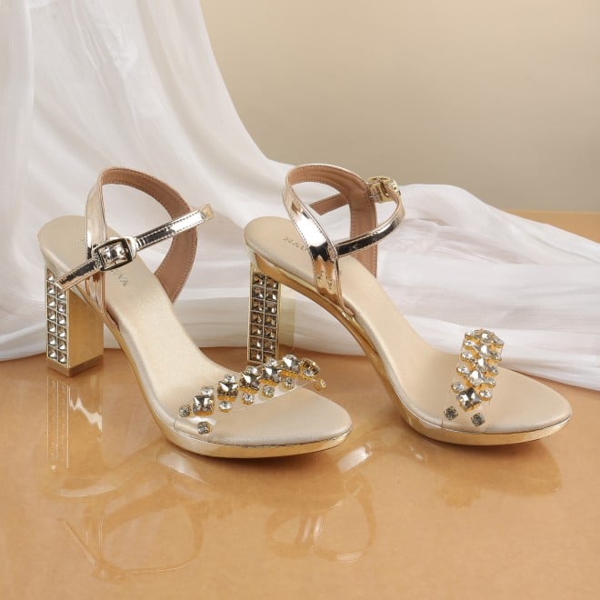 Haute Diva Women Gold Party Sandals