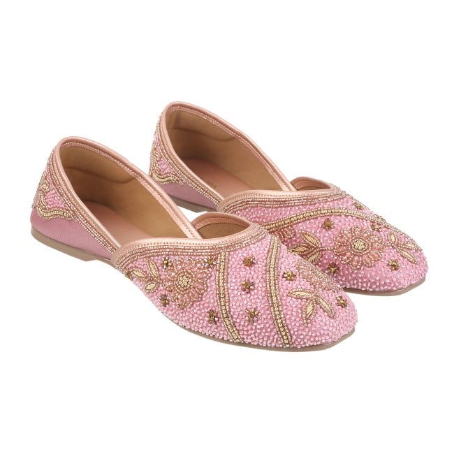 Haute Diva Women Rose-Gold Ethnic Mojaris