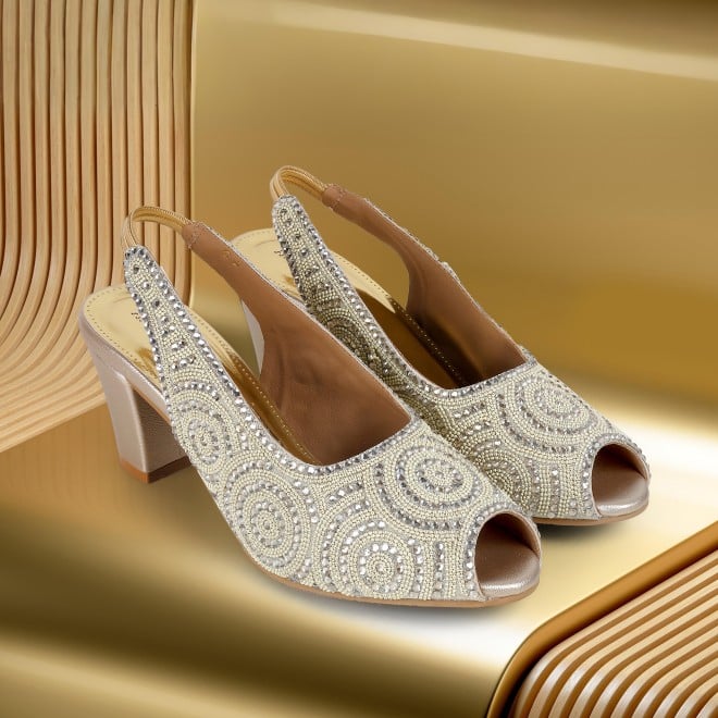 Haute Diva Women Gold Wedding Sandals