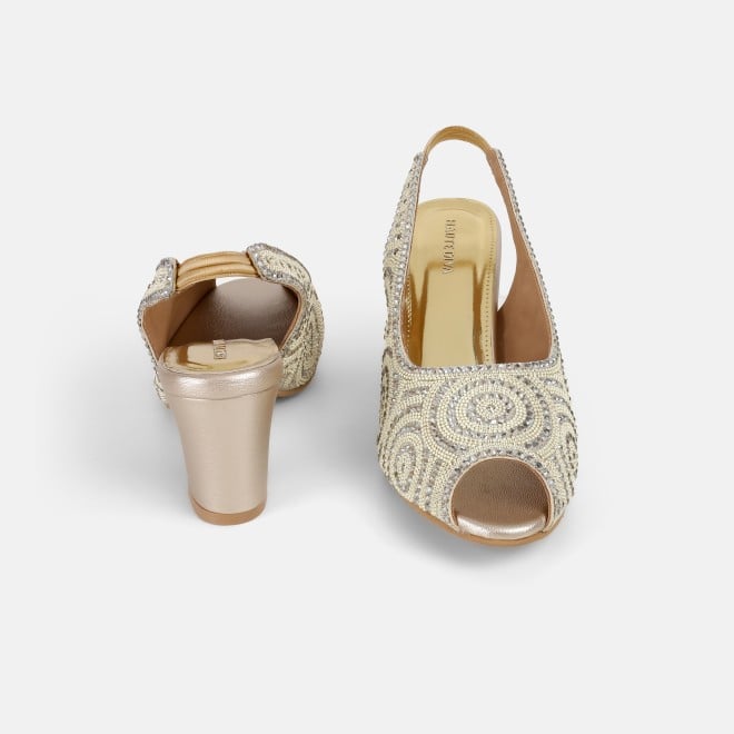 Haute Diva Women Gold Wedding Sandals (SKU: 54-183-15-36)