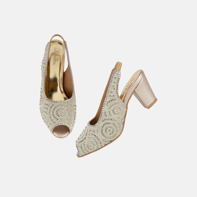 Haute Diva Women Gold Wedding Sandals (SKU: 54-183-15-36)