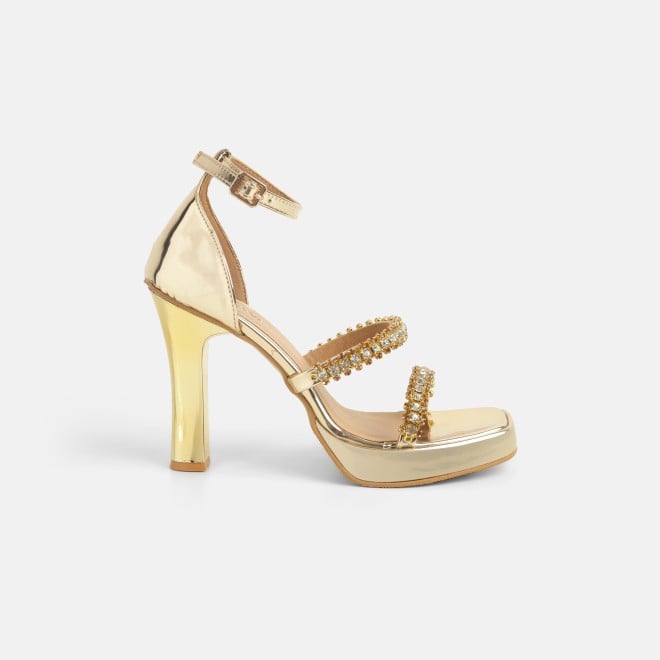 Haute Diva Women Gold Party Sandals (SKU: 54-184-15-36)